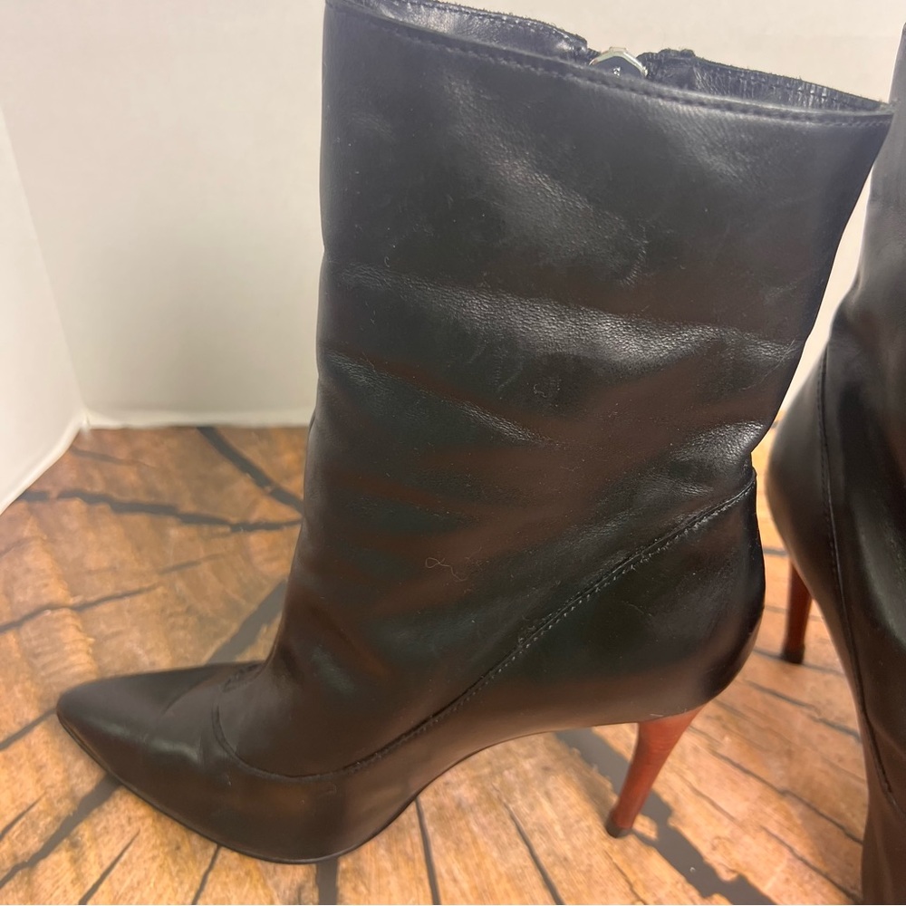 DMSX By Donald J Pliner Black Leather Women's 8M Zip up High Heel Boots‎ - Picture 4 of 7